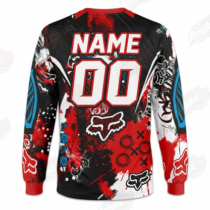 Fox Red White Graffiti vintage VMX racing jersey - back product view
