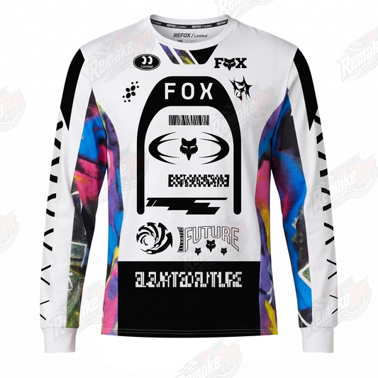 Fox Refox Future White Multicolor vintage VMX racing jersey - product view
