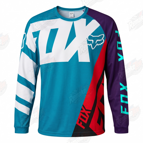 Fox Teal Red vintage BMX racing jersey - product view
