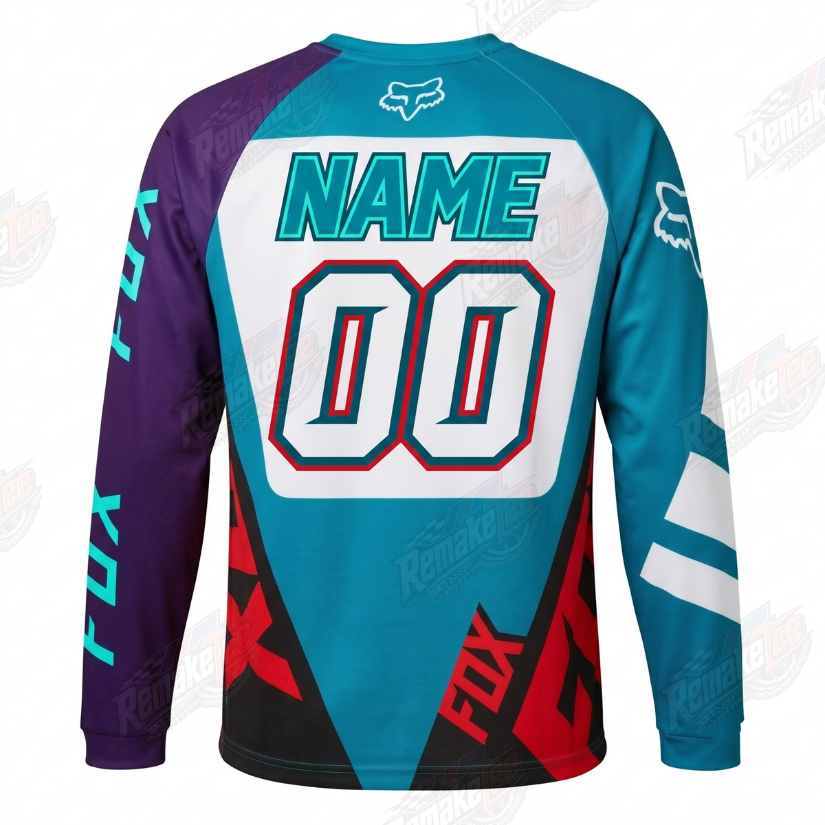 Fox Teal Red vintage BMX racing jersey - alternate product view
