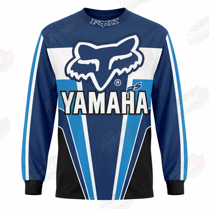 Fox X Yamaha Blue White vintage VMX racing jersey - front product view