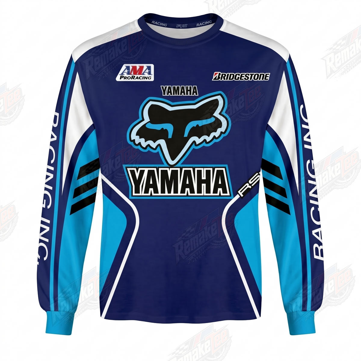 Fox Yamaha Racing Navy Cyan vintage VMX racing jersey - front product view