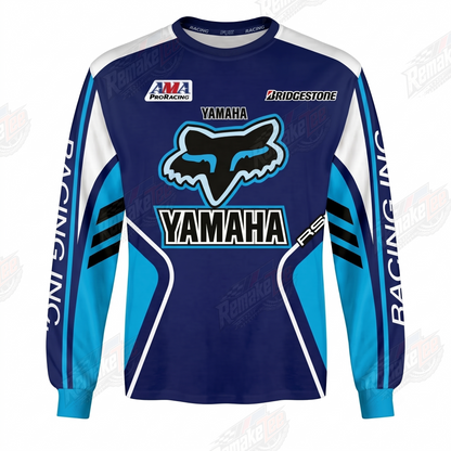 Fox Yamaha Racing Navy Cyan vintage VMX racing jersey - front product view