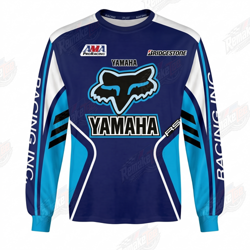 Fox Yamaha Racing Navy Cyan vintage VMX racing jersey - front product view