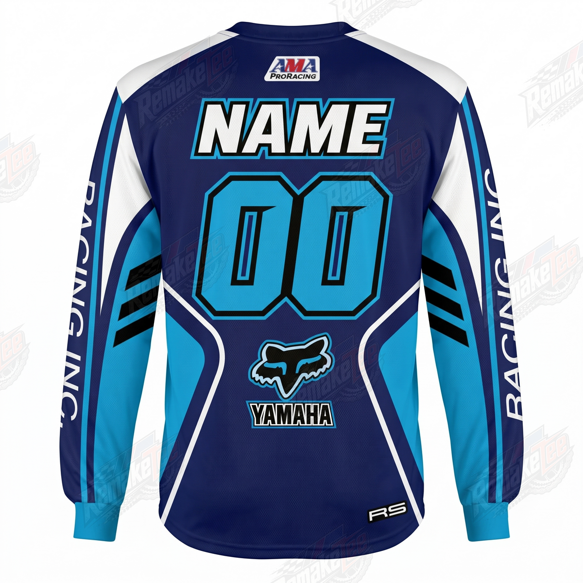 Fox Yamaha Racing Navy Cyan vintage VMX racing jersey - back product view
