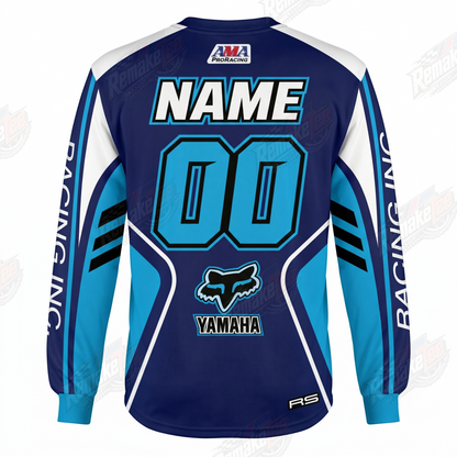 Fox Yamaha Racing Navy Cyan vintage VMX racing jersey - back product view