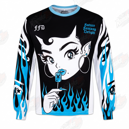 Future Fantasy Delight Blue Flame vintage VMX racing jersey - product view