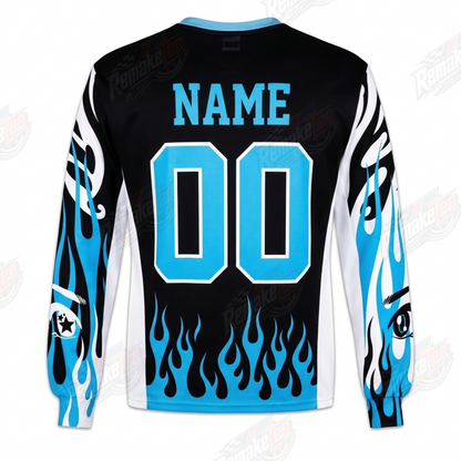 Future Fantasy Delight Blue Flame vintage VMX racing jersey - alternate product view