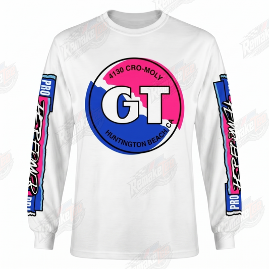 GT 4130 Cro-Moly Huntington Beach White vintage BMX racing jersey - product view