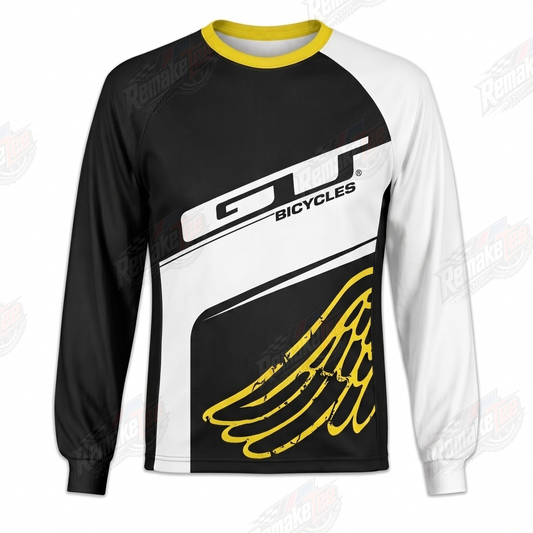 GT Bicycles Black White Gold Wing vintage BMX racing jersey - product view
