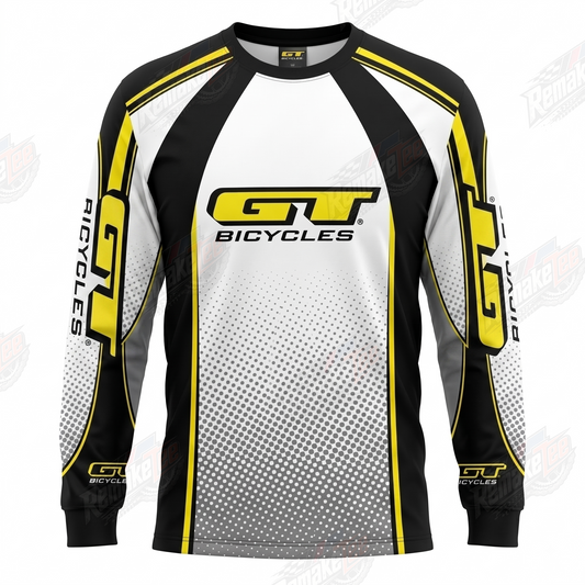 GT Bicycles Black White Yellow vintage BMX racing jersey - product view