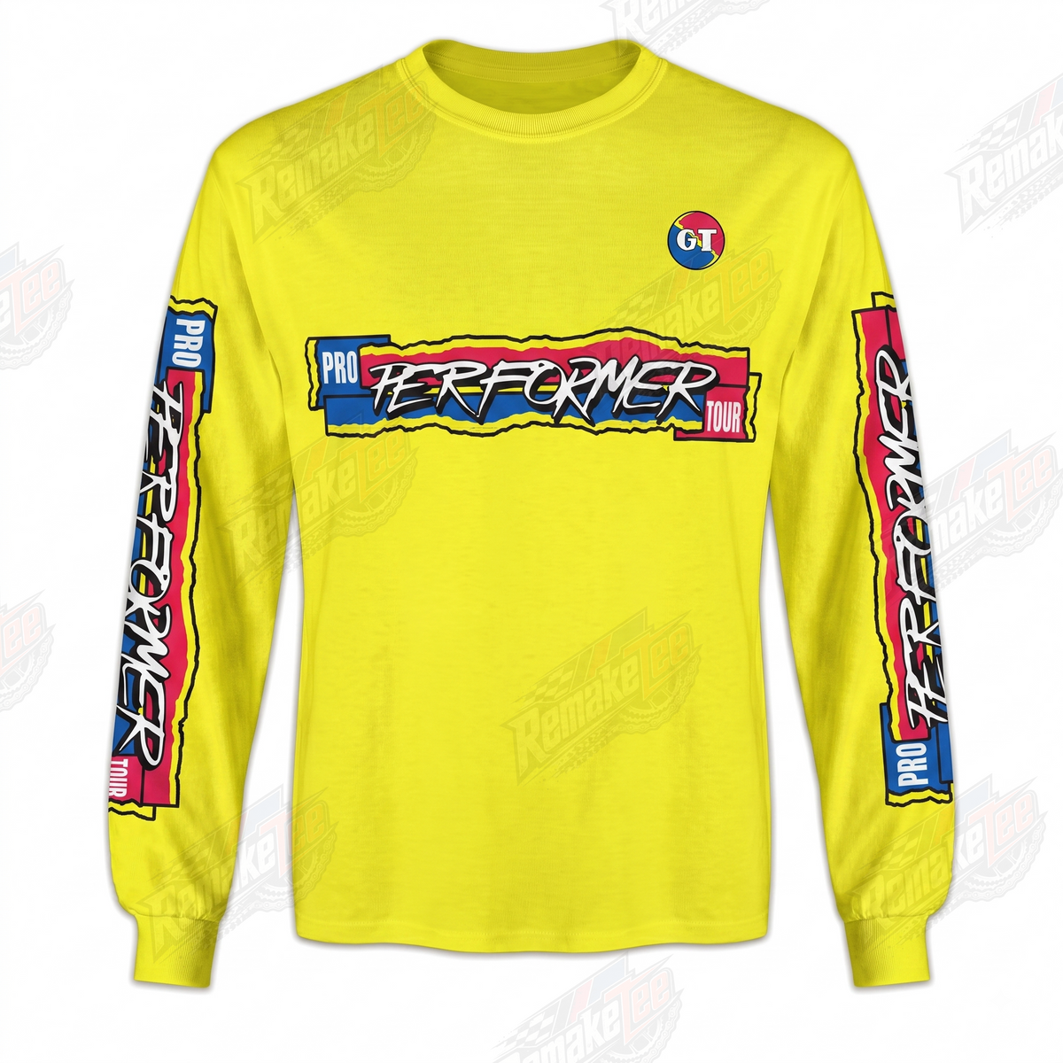 GT Performer Pro Tour Yellow Blue vintage BMX racing jersey - product view