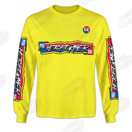 GT Performer Pro Tour Yellow Blue vintage BMX racing jersey - product view