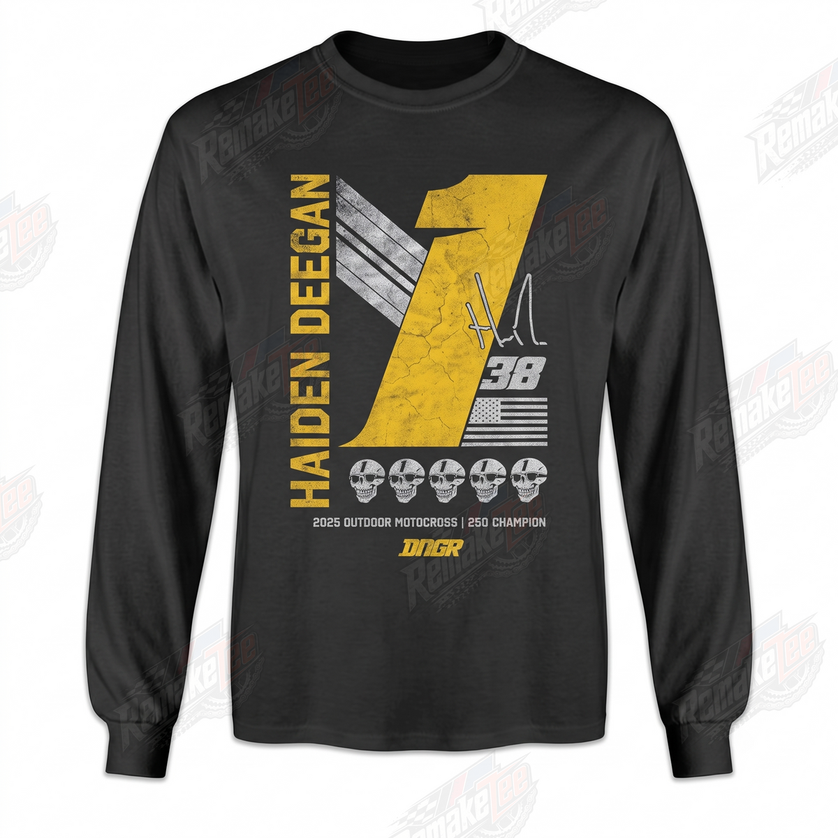Haiden Deegan 2025 Champion Black Gold vintage VMX racing jersey - front product view