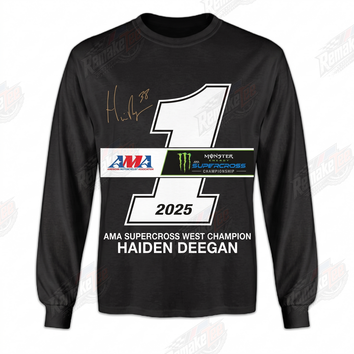 Haiden Deegan AMA Supercross West Champion 2025 Black vintage VMX racing jersey - front product view