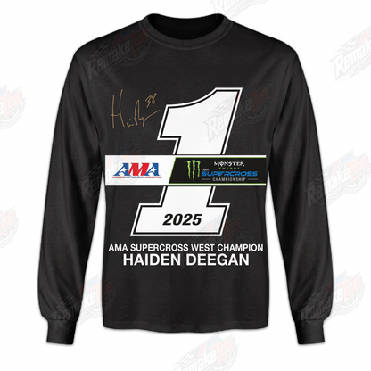 Haiden Deegan AMA Supercross West Champion 2025 Black vintage VMX racing jersey - front product view