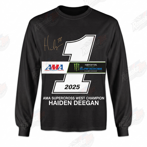 Haiden Deegan AMA Supercross West Champion 2025 Black vintage VMX racing jersey - front product view