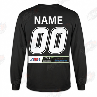 Haiden Deegan AMA Supercross West Champion 2025 Black vintage VMX racing jersey - back product view