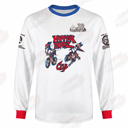 Hammer Headz BMX White Red Blue vintage racing jersey - product view