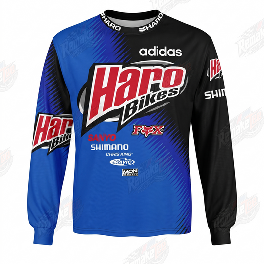 Haro Bikes Adidas Blue Black vintage BMX racing jersey - product view