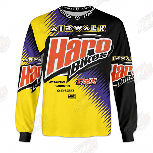 Haro Bikes Airwalk Yellow Purple vintage BMX racing jersey - product view