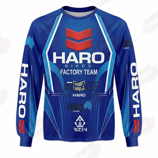 Haro Bikes Factory Team Lineage Navy vintage BMX racing jersey - product view