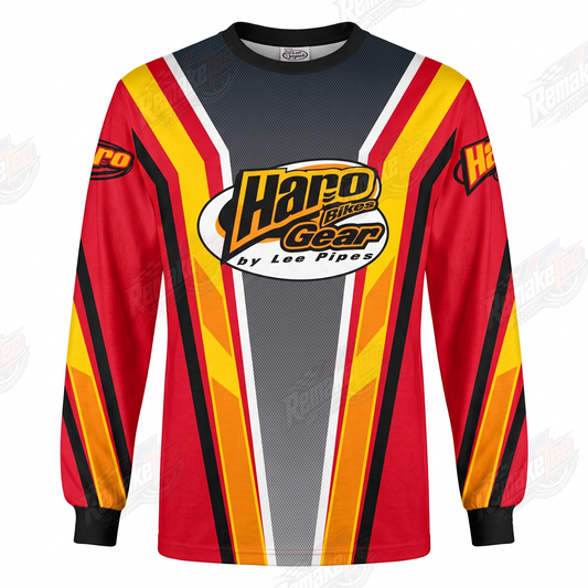 Haro Bikes Gear by Lee Pipes Red Yellow vintage BMX racing jersey - product view