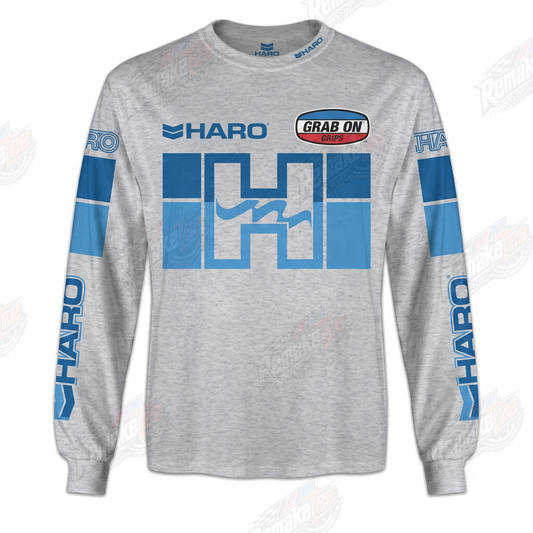 Haro Grab On Grips Gray Blue vintage BMX racing jersey - product view