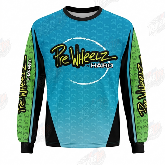 Haro Pre Wheelz Blue Green vintage BMX racing jersey - product view