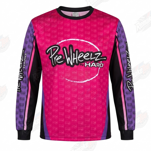 Haro Pre Wheelz Pink Purple vintage BMX racing jersey - product view