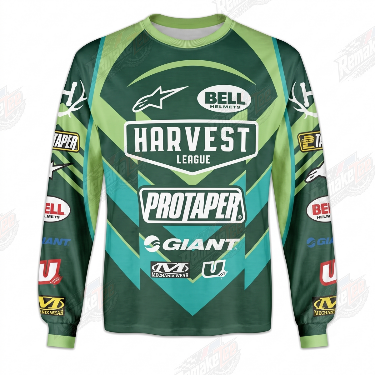 Harvest League Green vintage BMX racing jersey - product view