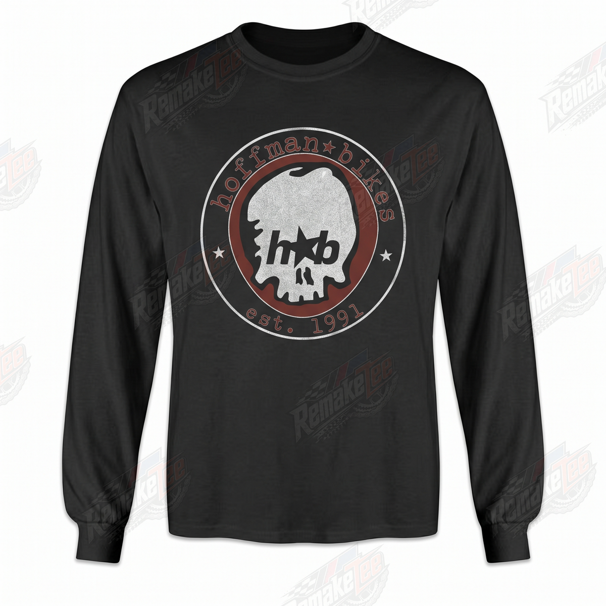 Hoffman Bikes HXB Skull Black 1991 vintage BMX racing jersey - front view