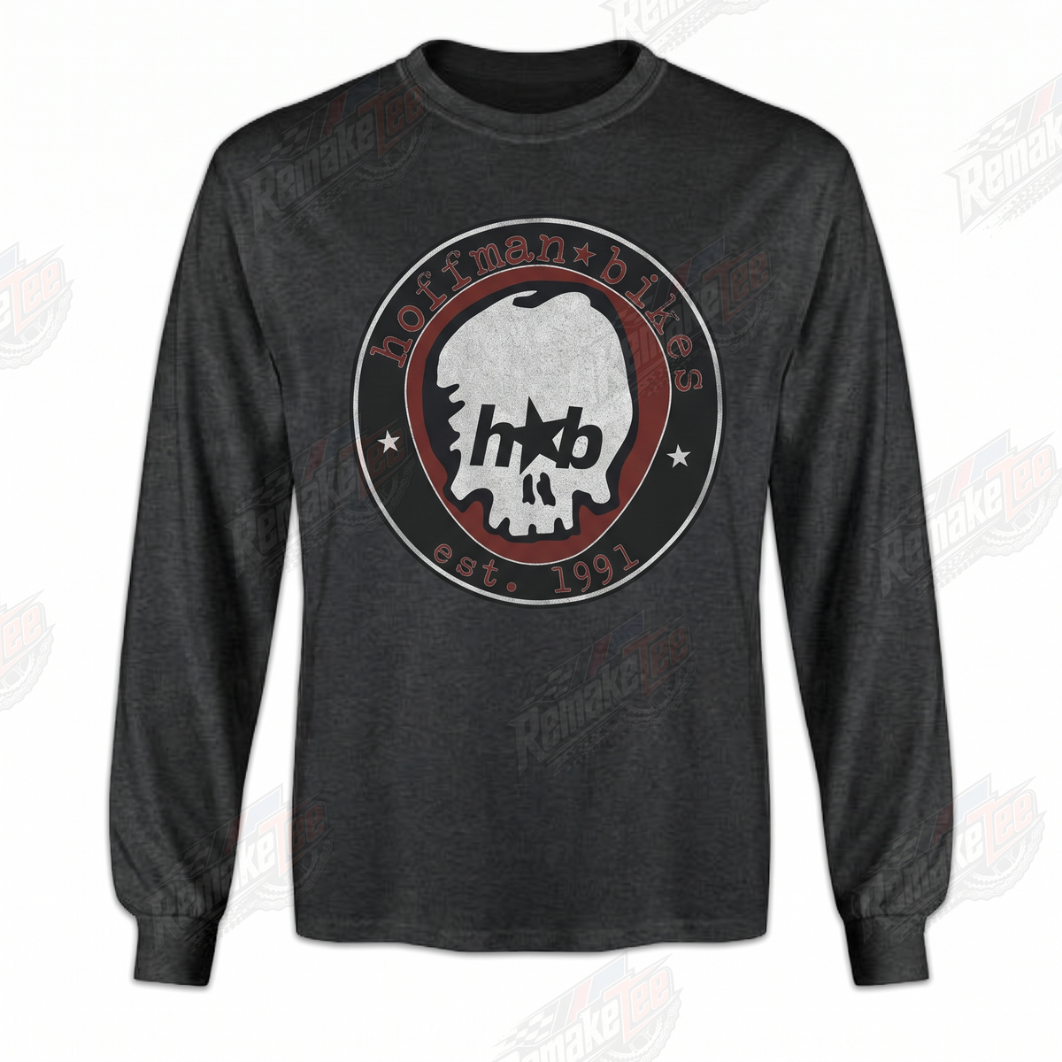 Hoffman Bikes HXB Skull Charcoal 1991 vintage BMX racing jersey - front view