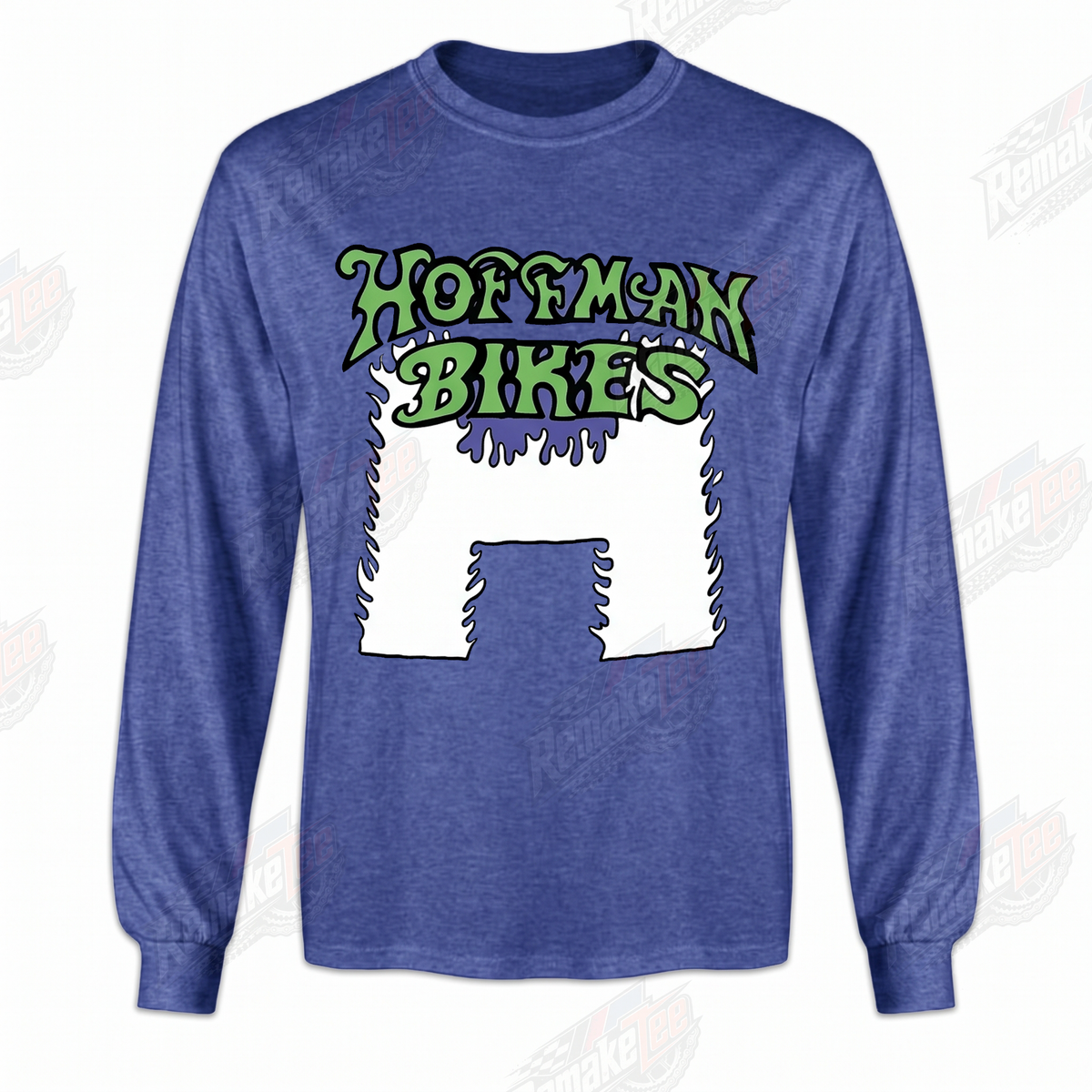 Hoffman Bikes H Logo Royal Blue Green vintage BMX racing jersey - front view