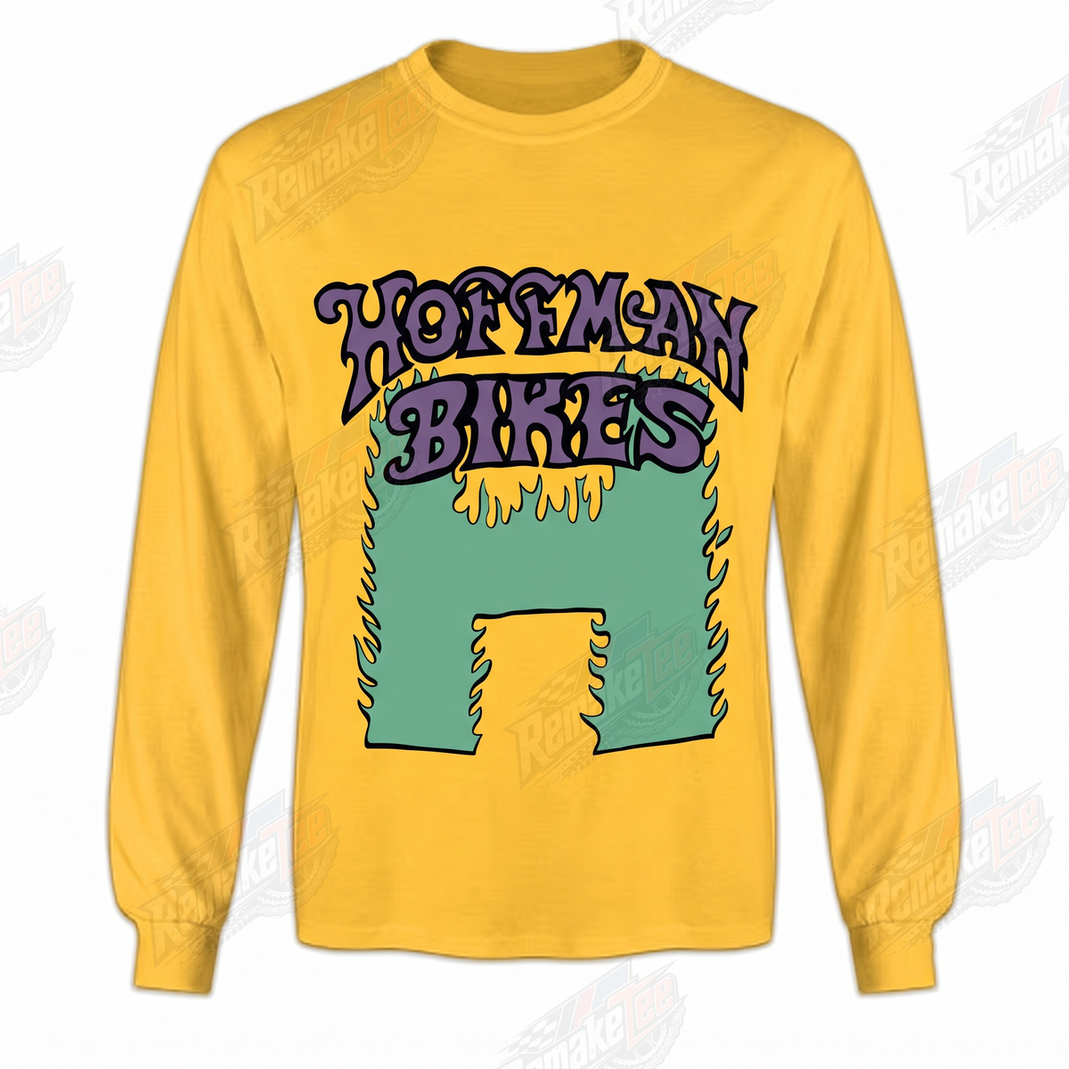 Hoffman Bikes H Logo Yellow Mint Purple vintage BMX racing jersey - front view