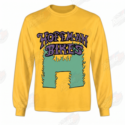 Hoffman Bikes H Logo Yellow Mint Purple vintage BMX racing jersey - front view