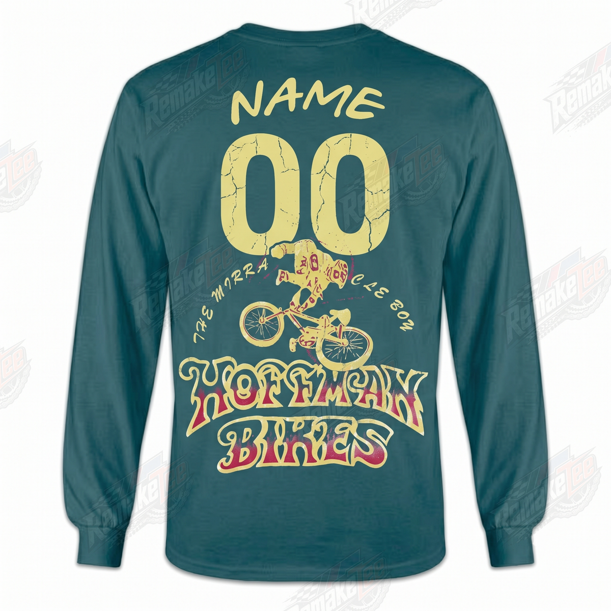 Hoffman Bikes Retro BMX Rider Teal vintage BMX racing jersey - back view