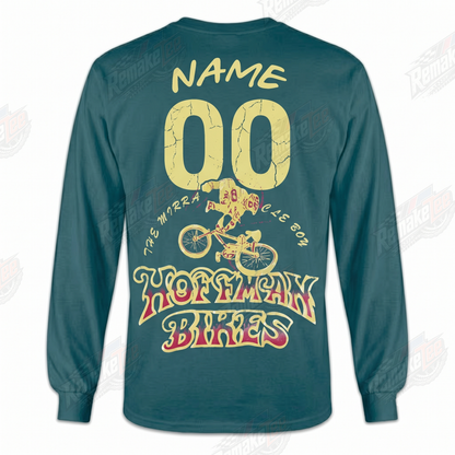 Hoffman Bikes Retro BMX Rider Teal vintage BMX racing jersey - back view