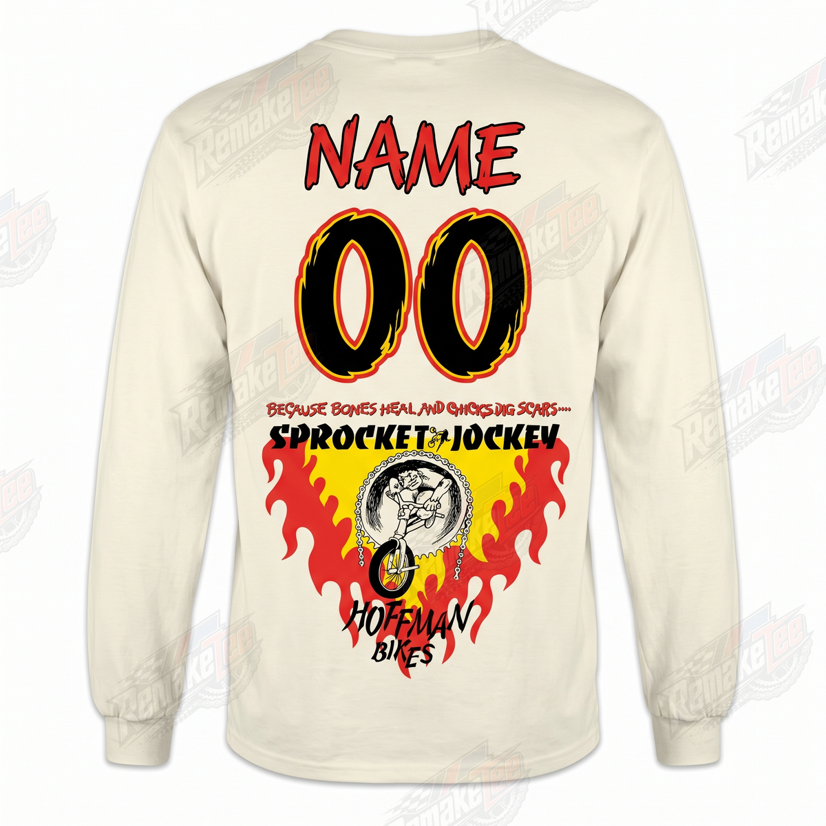Hoffman Bikes Sprocket Jockey Flames vintage BMX racing jersey - back view
