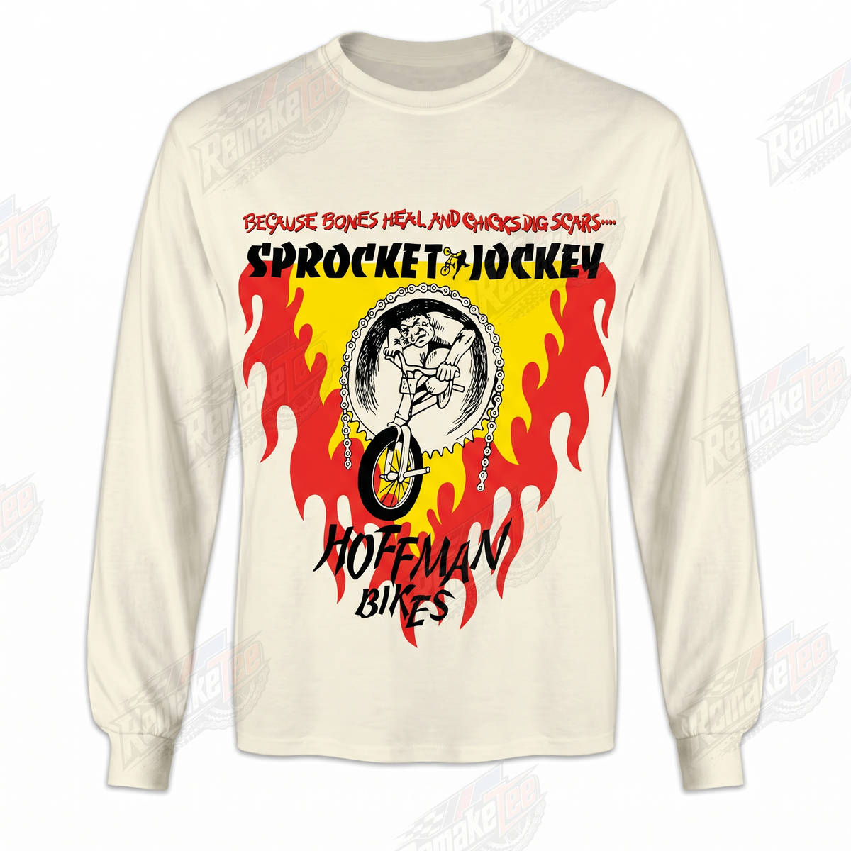 Hoffman Bikes Sprocket Jockey Flames vintage BMX racing jersey - front view