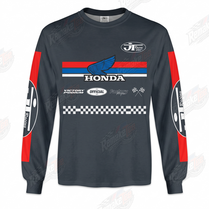 Honda Black Red Checker vintage VMX racing jersey - front product view