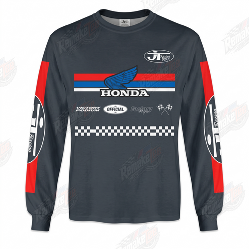 Honda Black Red Checker vintage VMX racing jersey - front product view