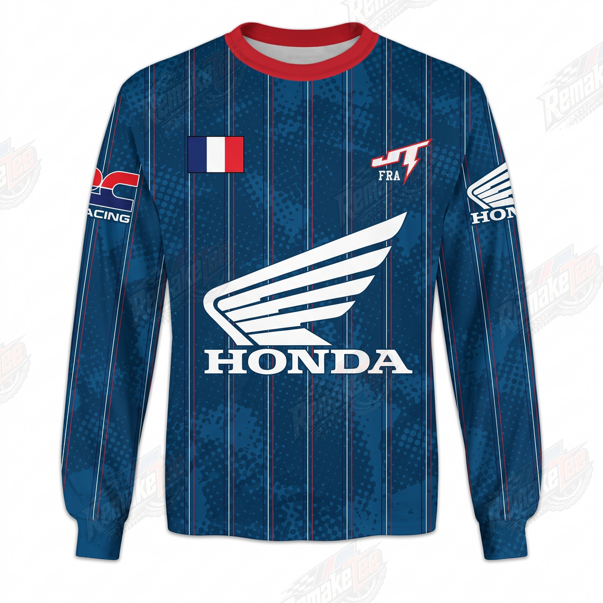 Honda Blue Pinstripe vintage VMX racing jersey - front product view
