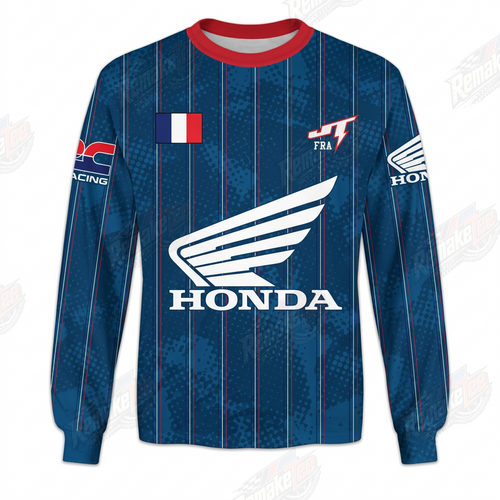 Honda Blue Pinstripe vintage VMX racing jersey - front product view