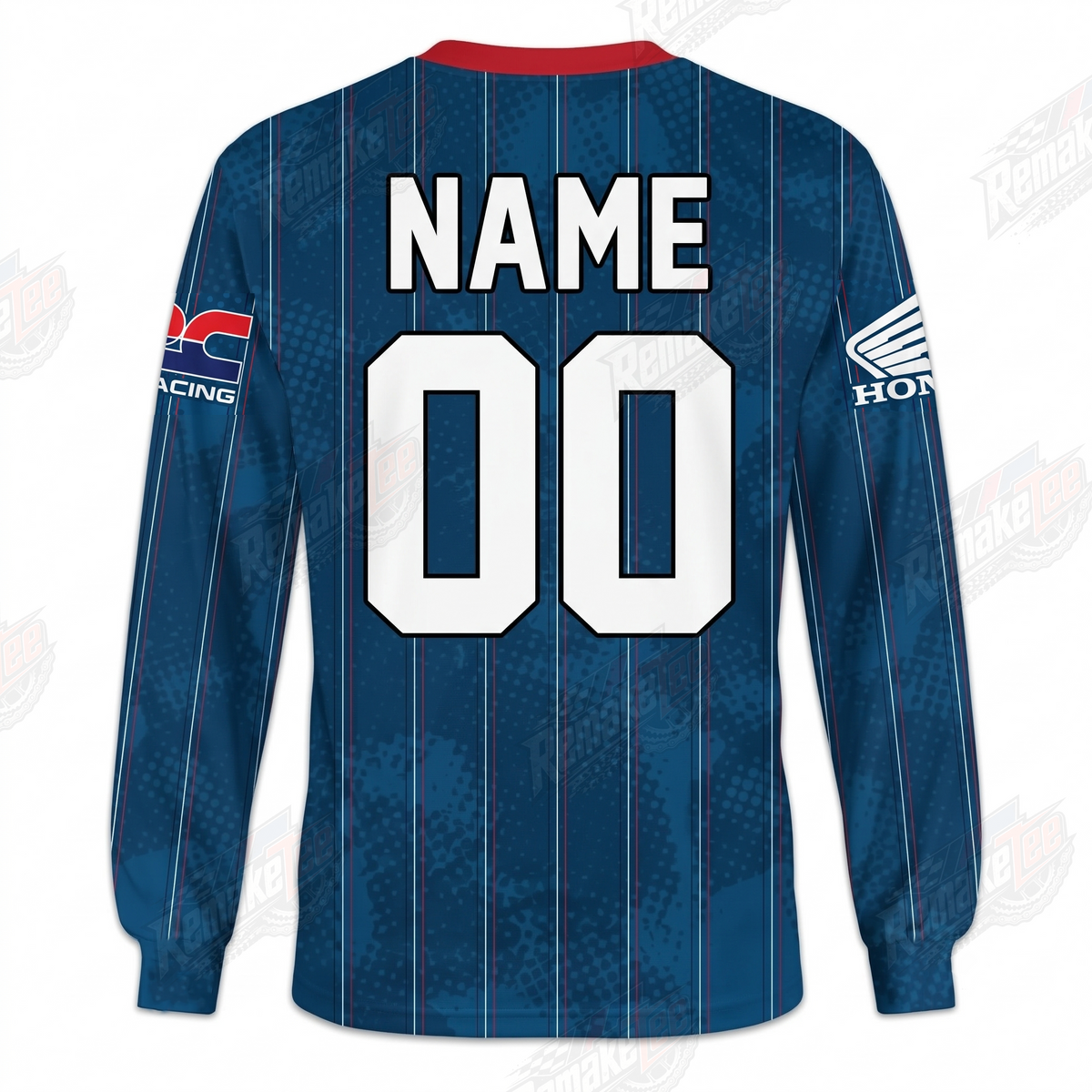 Honda Blue Pinstripe vintage VMX racing jersey - back product view