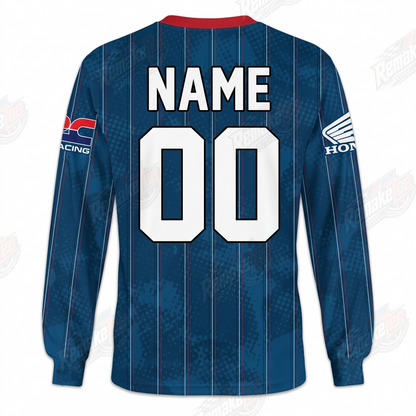 Honda Blue Pinstripe vintage VMX racing jersey - back product view