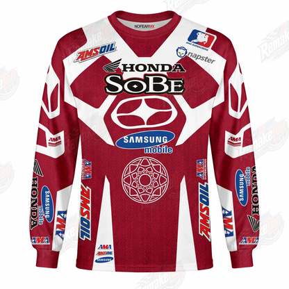 Honda SoBe Samsung Red White vintage VMX racing jersey - front product view