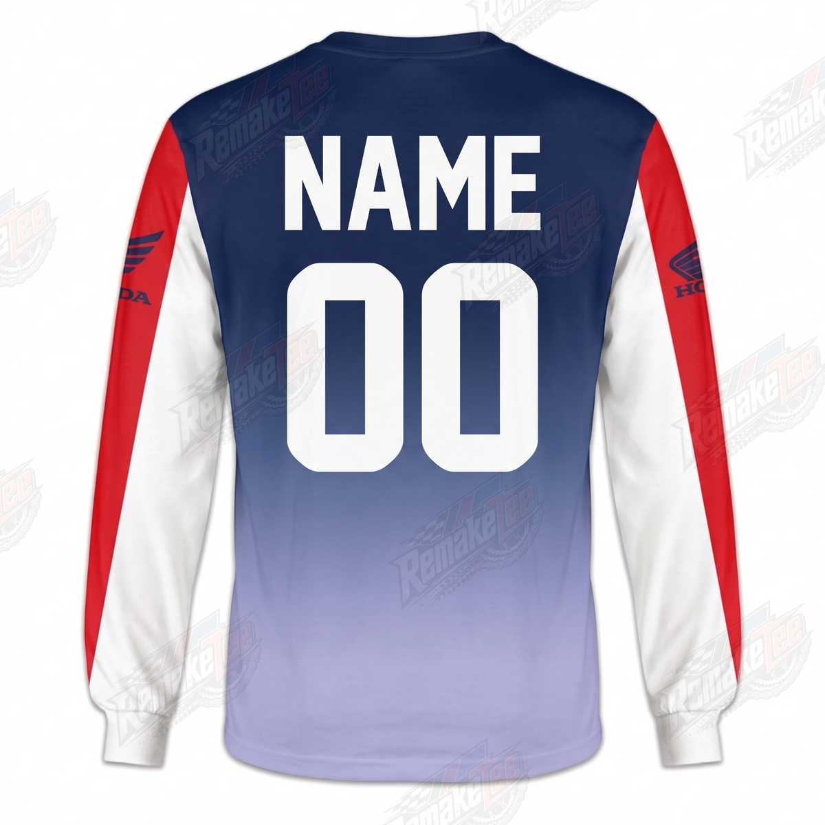 Honda Wing Blue Red Gradient vintage VMX racing jersey - alternate product view