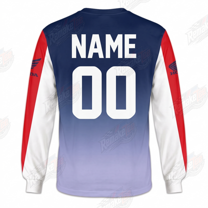 Honda Wing Blue Red Gradient vintage VMX racing jersey - alternate product view