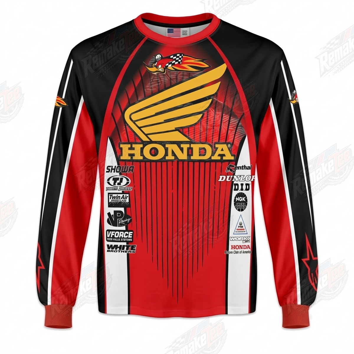 Honda Wing Red Gold vintage VMX racing jersey - product view